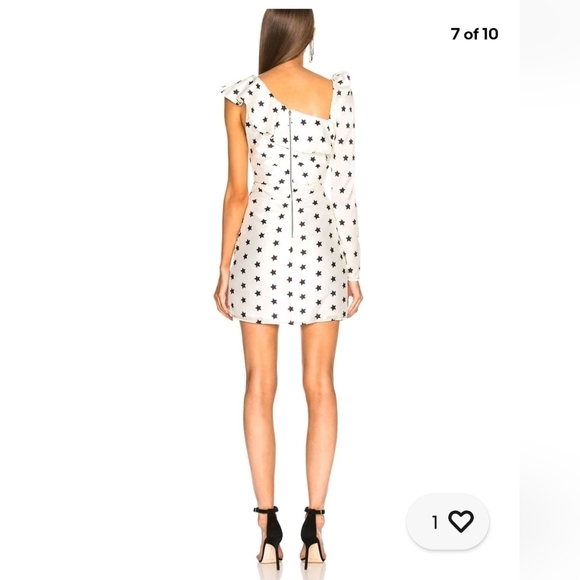 Self Portrait One-Shoulder Mini Dress Frill Star Print Dress Size 6 Runway - Picture 2 of 10